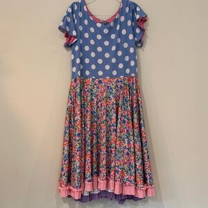 Reversible Twirly Girl Original Polka Dot and Floral Dress - Rainbow Tie Dye